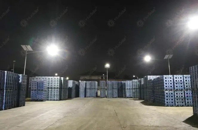 Solar Street Lights in Open Warehouse